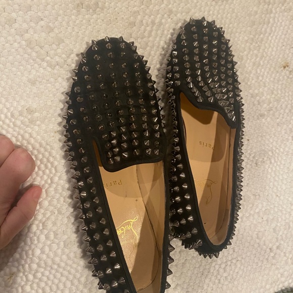 Christian Louboutin Black Spiked Loafers in well loved condition 38.5 - Picture 7 of 16
